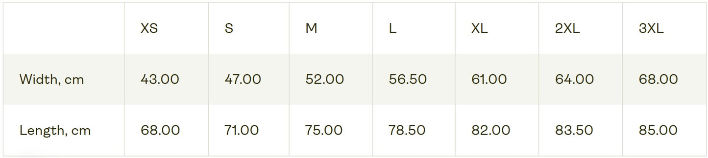 Size chart of the Unisex combed organic cotton T-shirt in white, featuring Agust D (Suga of BTS) in a turquoise-to-green gradient design. His clear image sits above, while a mirrored reflection below is overlaid with horizontal scan lines, suggesting a digital echo or filtered version of the original. From ModeK Vetements.