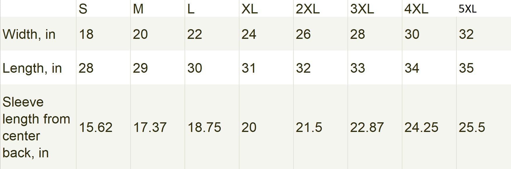 The boxing picture is printed on a Gildan 2000 T-Shirt. This size chart displays measurements for sizes S to 5XL, including width, length, and sleeve length from center back in inches. ModeK Vetements.