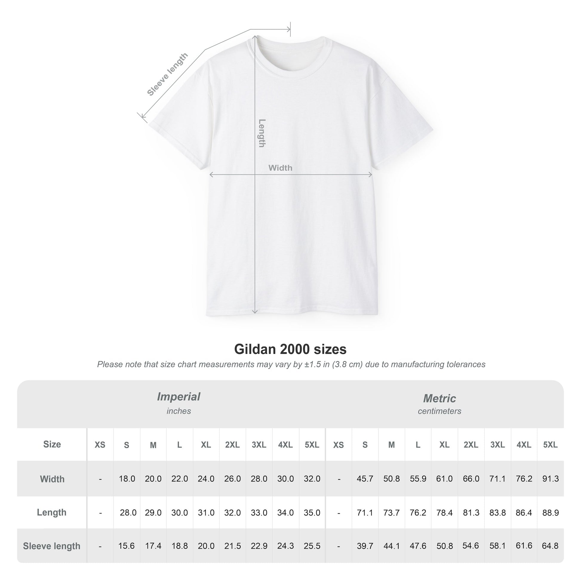 Size chart of the Unisex cotton t-shirt in white, featuring Choi San ATEEZ in profile, surrounded by a hypnotic circular pattern centered on his neck, with a platinum-to-blood-red gradient and bold In Your Fantasy lettering. From ModeK Vetements.