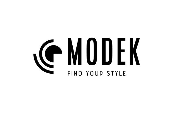 ModeK logo – Find Your Style. Black and white modern logo with abstract design element.