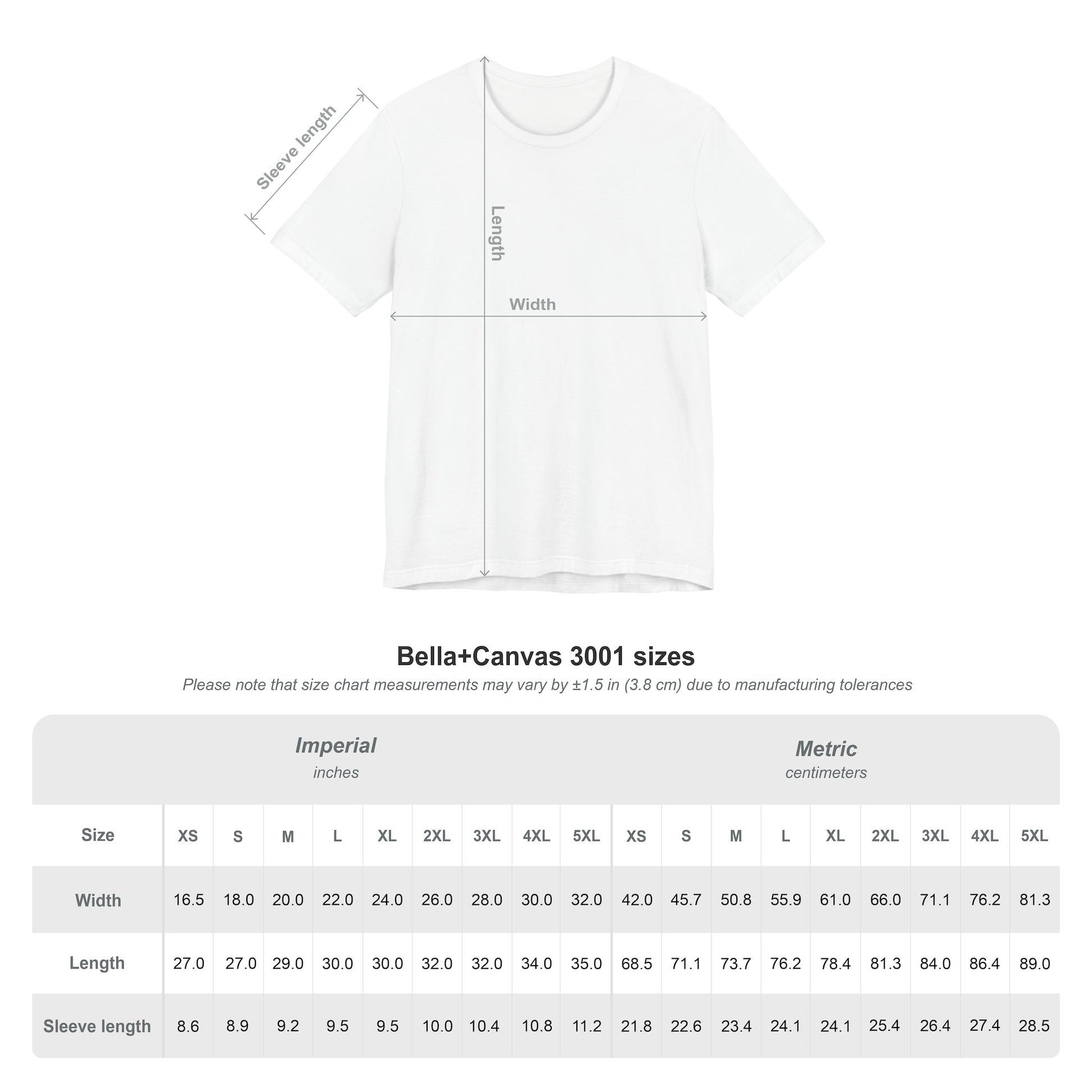 Size chart of the Unisex airlume cotton t-shirt, featuring a woman in a wide-brimmed hat appearing clearly over a blurred motion version of herself, as if caught between dream and sleep. The lilac-pink words “SWEET DREAMS” float above on a medium turquoise background, evoking the gentle melancholy of May evenings. From ModeK Vetements.